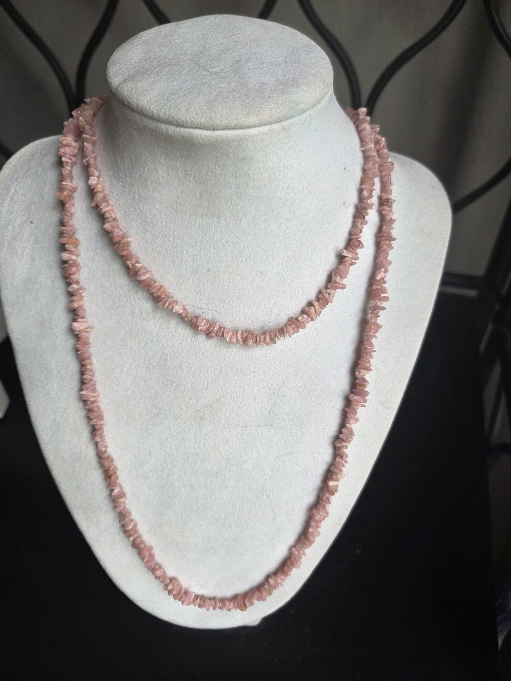 Delicate Pink Rhodochrosite Chip Bead Necklace - Layered Women’s Jewelry